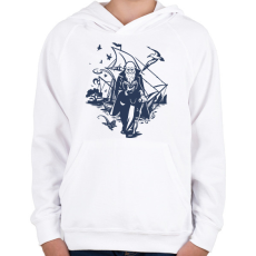 PRINTFASHION Darwin utazásai - Gyerek kapucnis pulóver - Fehér