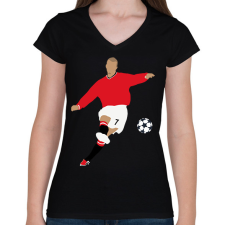 PRINTFASHION David Beckham - Női V-nyakú póló - Fekete női póló