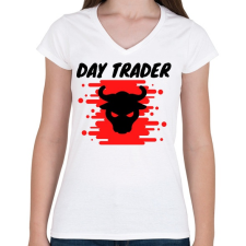 PRINTFASHION day trader - Női V-nyakú póló - Fehér női póló