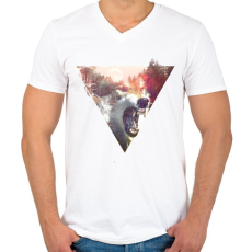 PRINTFASHION Daylight moon - Férfi V-nyakú póló - Fehér