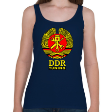 PRINTFASHION DDR NDK Műhely Tuning Címer (3 szín) - Női atléta - Sötétkék