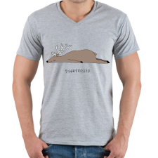 PRINTFASHION De(er)pressed - Férfi V-nyakú póló - Sport szürke férfi póló