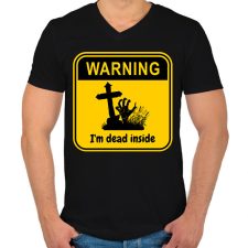 PRINTFASHION Dead Inside - Férfi V-nyakú póló - Fekete férfi póló