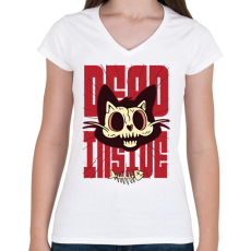 PRINTFASHION Dead inside - Női V-nyakú póló - Fehér