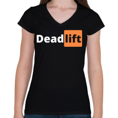 PRINTFASHION Deadlift - Női V-nyakú póló - Fekete