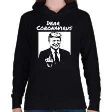 PRINTFASHION Dear coronavirus - Női kapucnis pulóver - Fekete női pulóver, kardigán