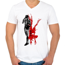 PRINTFASHION Death note - Férfi V-nyakú póló - Fehér férfi póló