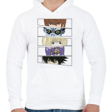 PRINTFASHION Death Note - Szemek - Férfi kapucnis pulóver - Fehér