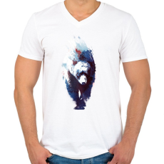 PRINTFASHION Death run - Férfi V-nyakú póló - Fehér