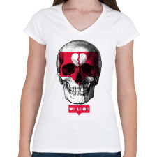 PRINTFASHION Deathgram - Női V-nyakú póló - Fehér női póló