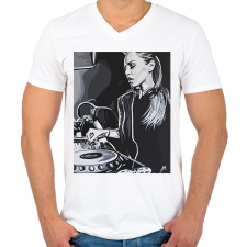 PRINTFASHION Deborah de Luca - Férfi V-nyakú póló - Fehér férfi póló