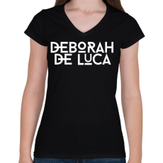 PRINTFASHION Deborah de Luca - Női V-nyakú póló - Fekete