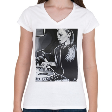 PRINTFASHION Deborah - Női V-nyakú póló - Fehér