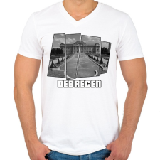 PRINTFASHION Debreceni egyetem (GTA stílus) - Férfi V-nyakú póló - Fehér férfi póló