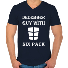 PRINTFASHION Decemberben született kockás hasú - Férfi V-nyakú póló - Sötétkék férfi póló