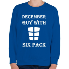 PRINTFASHION Decemberben született kockás hasú - Gyerek pulóver - Királykék