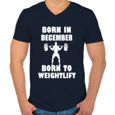 PRINTFASHION decemberben születve - súlyemelésre születve - Férfi V-nyakú póló - Sötétkék
