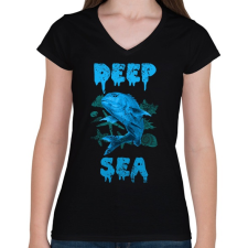 PRINTFASHION deep sea - Női V-nyakú póló - Fekete női póló
