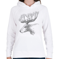PRINTFASHION Deer drawing - Női kapucnis pulóver - Fehér
