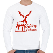 PRINTFASHION Deer Merry Christmas - Férfi pulóver - Fehér férfi pulóver, kardigán