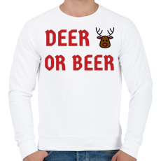 PRINTFASHION DEER OR BEER - Férfi pulóver - Fehér