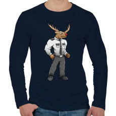 PRINTFASHION Deer Security - Férfi hosszú ujjú póló - Sötétkék