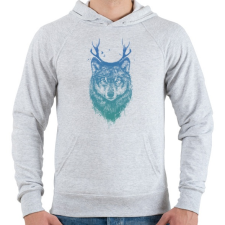 PRINTFASHION Deer wolf - Férfi kapucnis pulóver - Sport szürke férfi pulóver, kardigán