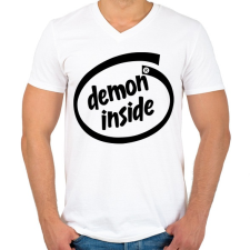 PRINTFASHION Demon Inside - Férfi V-nyakú póló - Fehér férfi póló