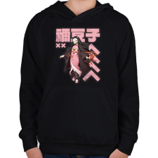 PRINTFASHION Demon Slayer Nezuko - Gyerek kapucnis pulóver - Fekete gyerek pulóver, kardigán