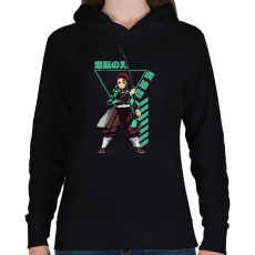 PRINTFASHION Demon Slayer Tanjirou - Női kapucnis pulóver - Fekete
