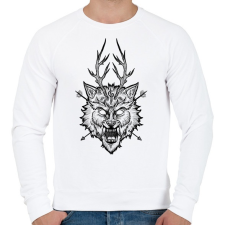 PRINTFASHION Demon Wolf - Férfi pulóver - Fehér férfi pulóver, kardigán