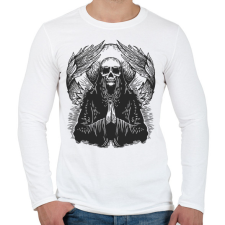 PRINTFASHION Démoni imádkozó koponya - Férfi hosszú ujjú póló - Fehér férfi póló