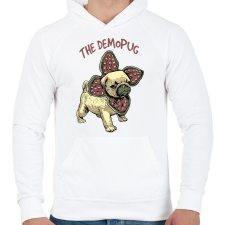 PRINTFASHION Demopug - Férfi kapucnis pulóver - Fehér férfi pulóver, kardigán