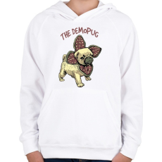 PRINTFASHION Demopug - Gyerek kapucnis pulóver - Fehér
