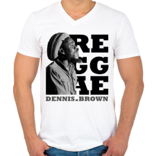 PRINTFASHION Dennis Brown - Férfi V-nyakú póló - Fehér férfi póló