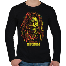 PRINTFASHION Dennis Brown - Reggae - Férfi hosszú ujjú póló - Fekete