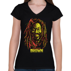 PRINTFASHION Dennis Brown - Reggae - Női V-nyakú póló - Fekete