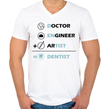 PRINTFASHION Dentist (black) - Férfi V-nyakú póló - Fehér férfi póló