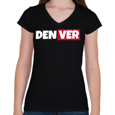 PRINTFASHION DENVER - Női V-nyakú póló - Fekete női póló