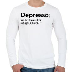 PRINTFASHION Depresso - Férfi hosszú ujjú póló - Fehér