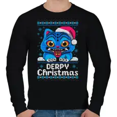 PRINTFASHION Derpy Christmas - Férfi pulóver - Fekete