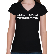 PRINTFASHION DESPACITO - Női V-nyakú póló - Fekete