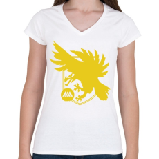 PRINTFASHION Destiny logo - Női V-nyakú póló - Fehér