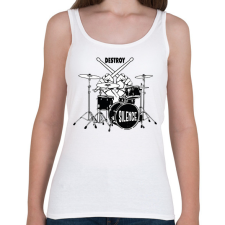 PRINTFASHION Destroy silence - Dobolós - Női atléta - Fehér női trikó