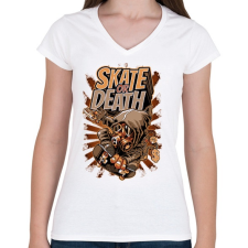 PRINTFASHION Deszka vagy halál - Női V-nyakú póló - Fehér női póló