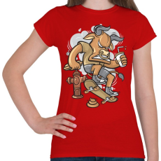 PRINTFASHION Deszkás bika - Női póló - Piros