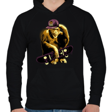 PRINTFASHION Deszkás majom - Férfi kapucnis pulóver - Fekete férfi pulóver, kardigán