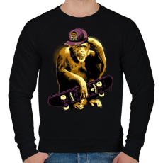PRINTFASHION Deszkás majom - Férfi pulóver - Fekete