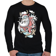 PRINTFASHION Deszkás Télapó - Férfi hosszú ujjú póló - Fekete férfi póló