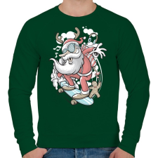 PRINTFASHION Deszkás Télapó - Férfi pulóver - Sötétzöld férfi pulóver, kardigán